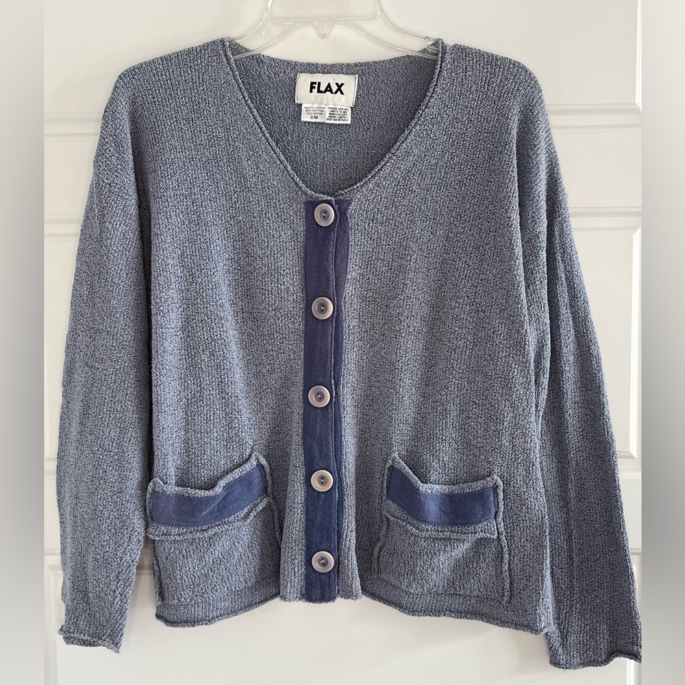 Flax by Angelheart Cotton Blend Knit Button Front Cardigan Boho Slouchy Size S/M